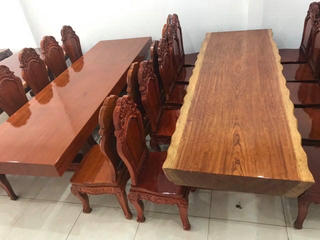 Bộ bàn gỗ Cẩm nguyên khối, ghế gỗ Louis Gõ đỏ