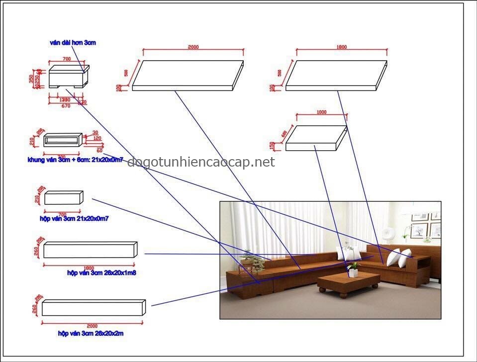 Bản vẽ thiết kế sofa gỗ nguyên tấm, sofa nguyên khối được sử dụng phổ biến hiện nay