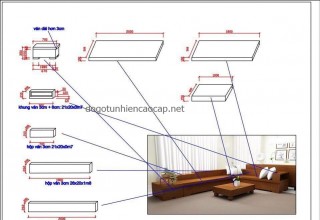 Bản vẽ thiết kế sofa gỗ nguyên tấm, sofa nguyên khối được sử dụng phổ biến hiện nay